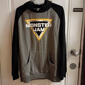 2/$10 Official Monster Jam Logo Grey & Black Hoodie with Yellow Accent Small